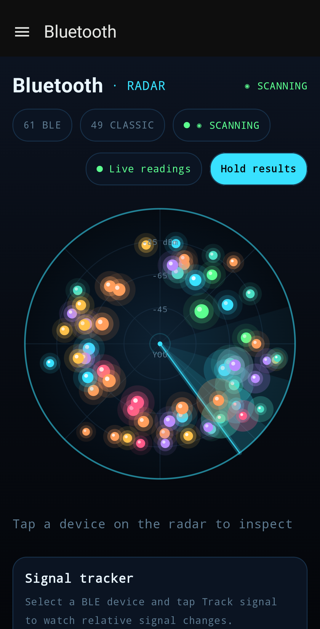 Curious Air Bluetooth radar screen