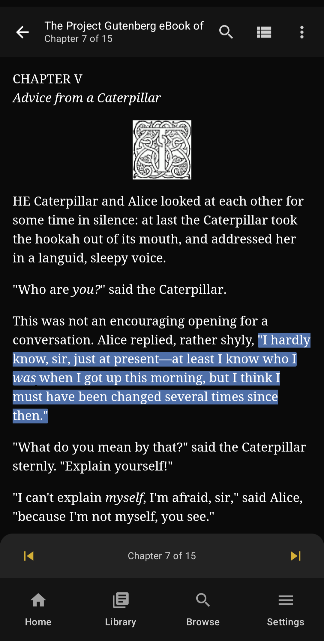 Guten dark reading screen